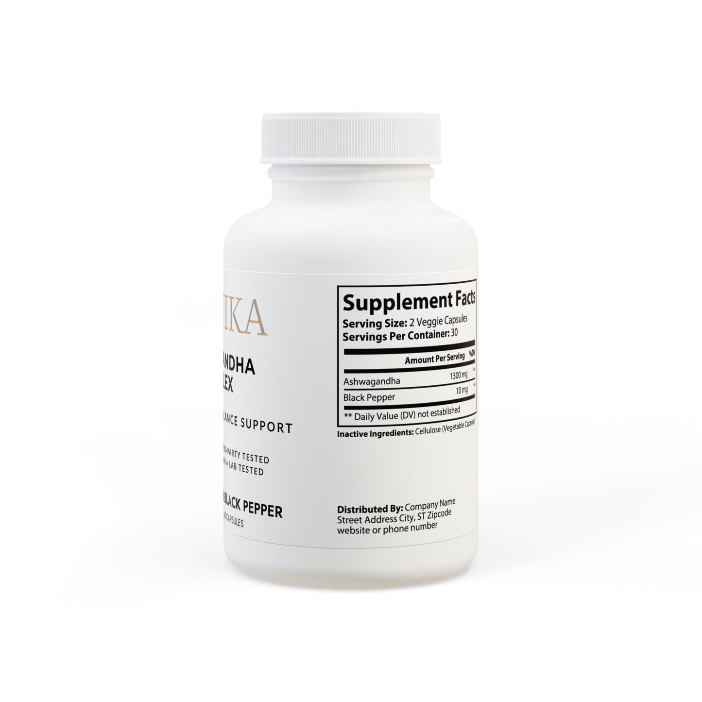 Ashwagandha Complex – 1300mg Root Extract + Black Pepper – 60 Vegetable Capsules