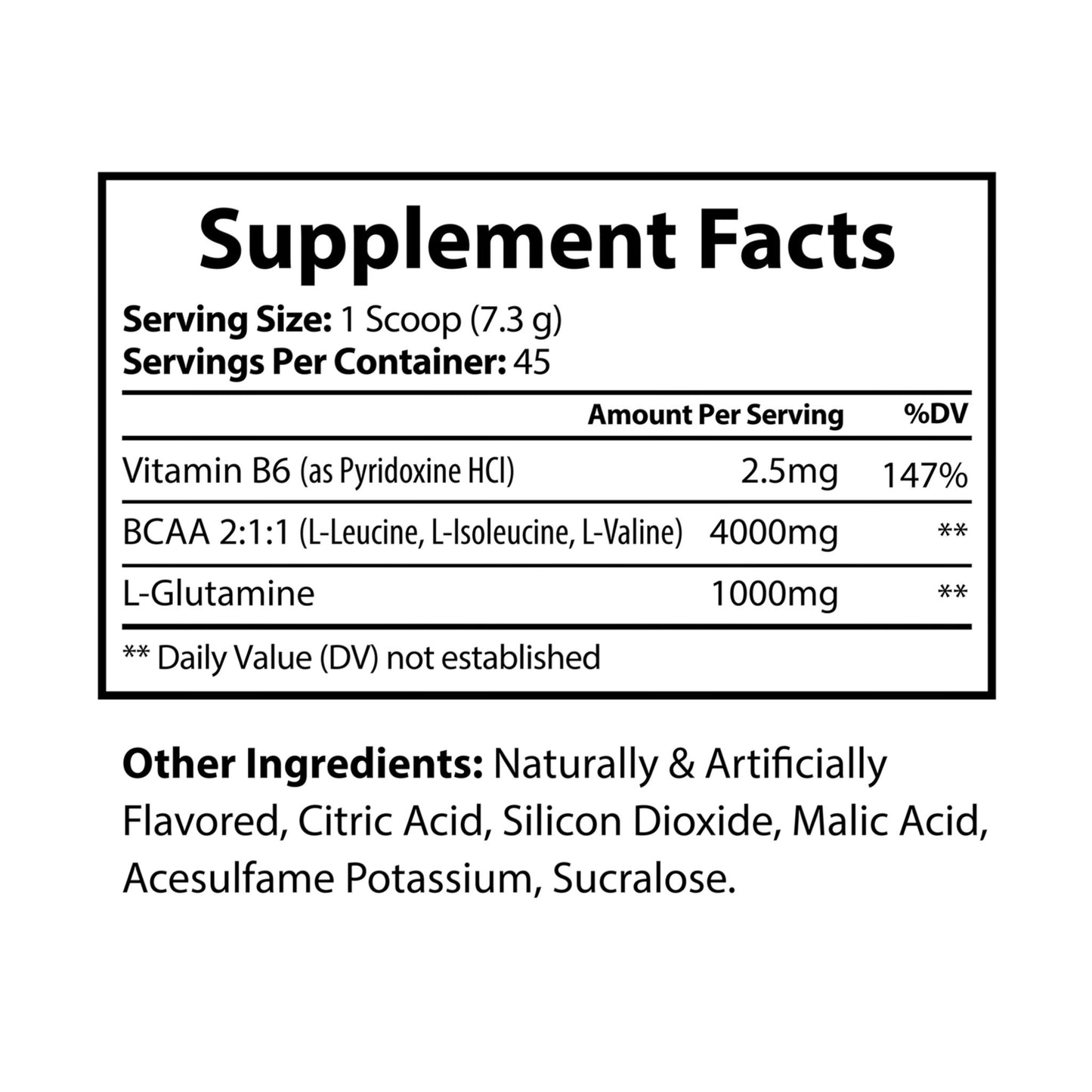 Zuika BCAA Powder – Dietary Supplement with L-Glutamine & Vitamin B6