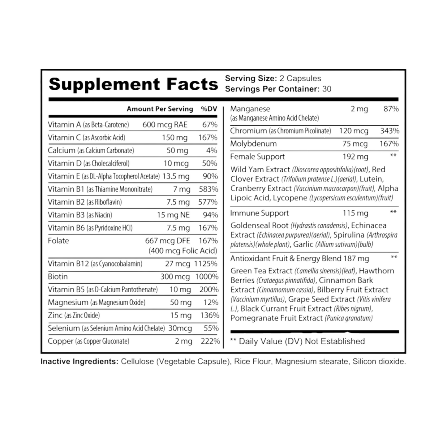Multivitamin For Women – Herbal Blend – 60 Capsules