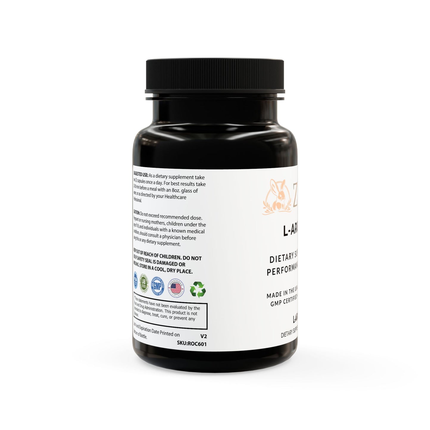 L-Arginine 1000mg – Nitric Oxide Support – 60 Veggie Capsules