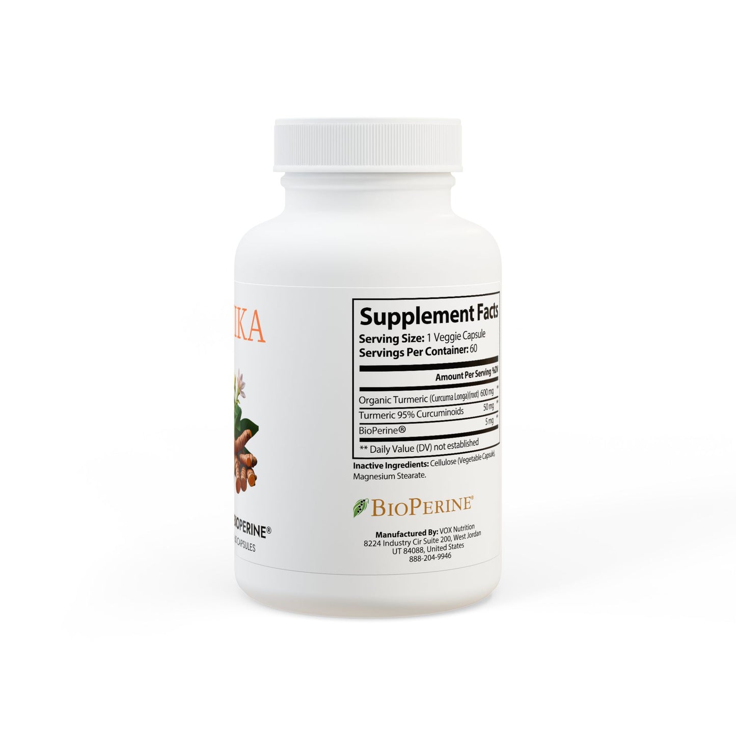 Turmeric + BioPerine® | High-Potency Curcumin | 60 Vegan Capsules