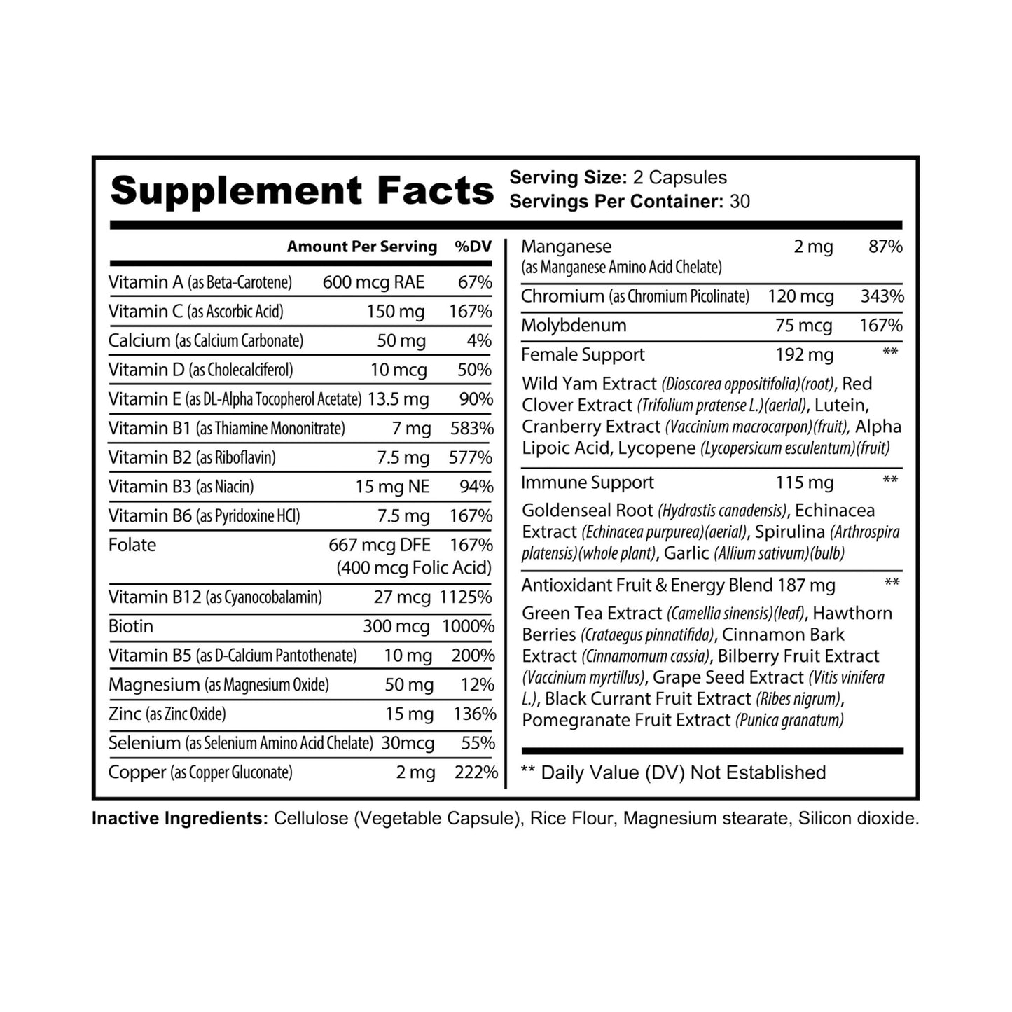 Multivitamin For Women – Herbal Blend – 60 Capsules