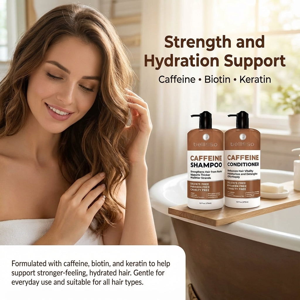 Bellisso Caffeine Shampoo & Conditioner – Volumizing, Sulfate-Free Hair