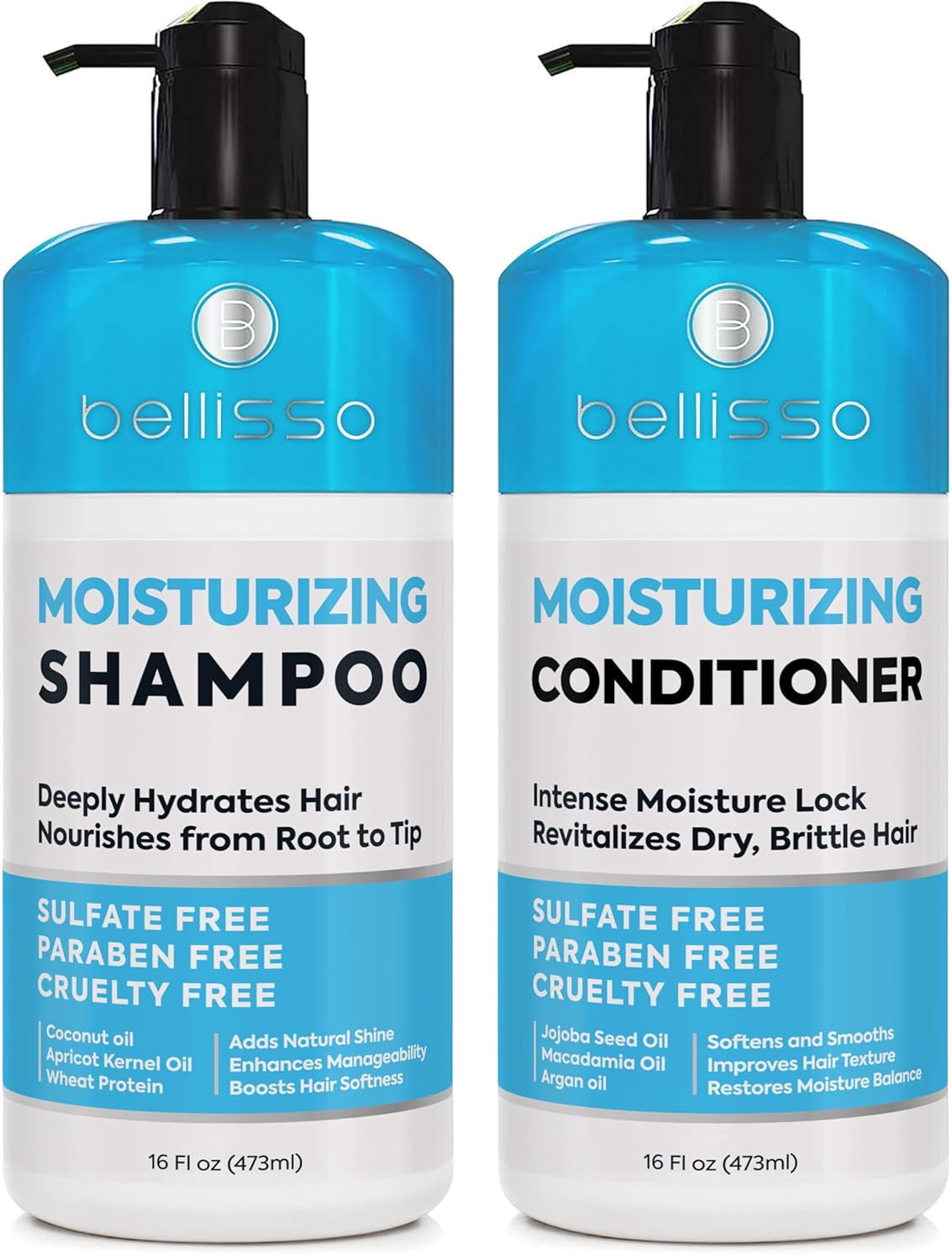 Moisturizing Shampoo and Conditioner Set - Sulfate-Free Hydration for All Hair Types - Enriched with Shea Butter for Deep Moisture - Salon Quality, Color Safe - Perfect for Curly Hair and Dry Split Ends