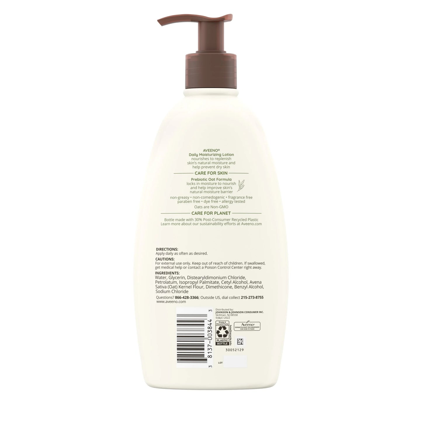 Daily Moisturizing Body Lotion and Facial Moisturizer for Face, Body and Dry Skin, 18 Oz
