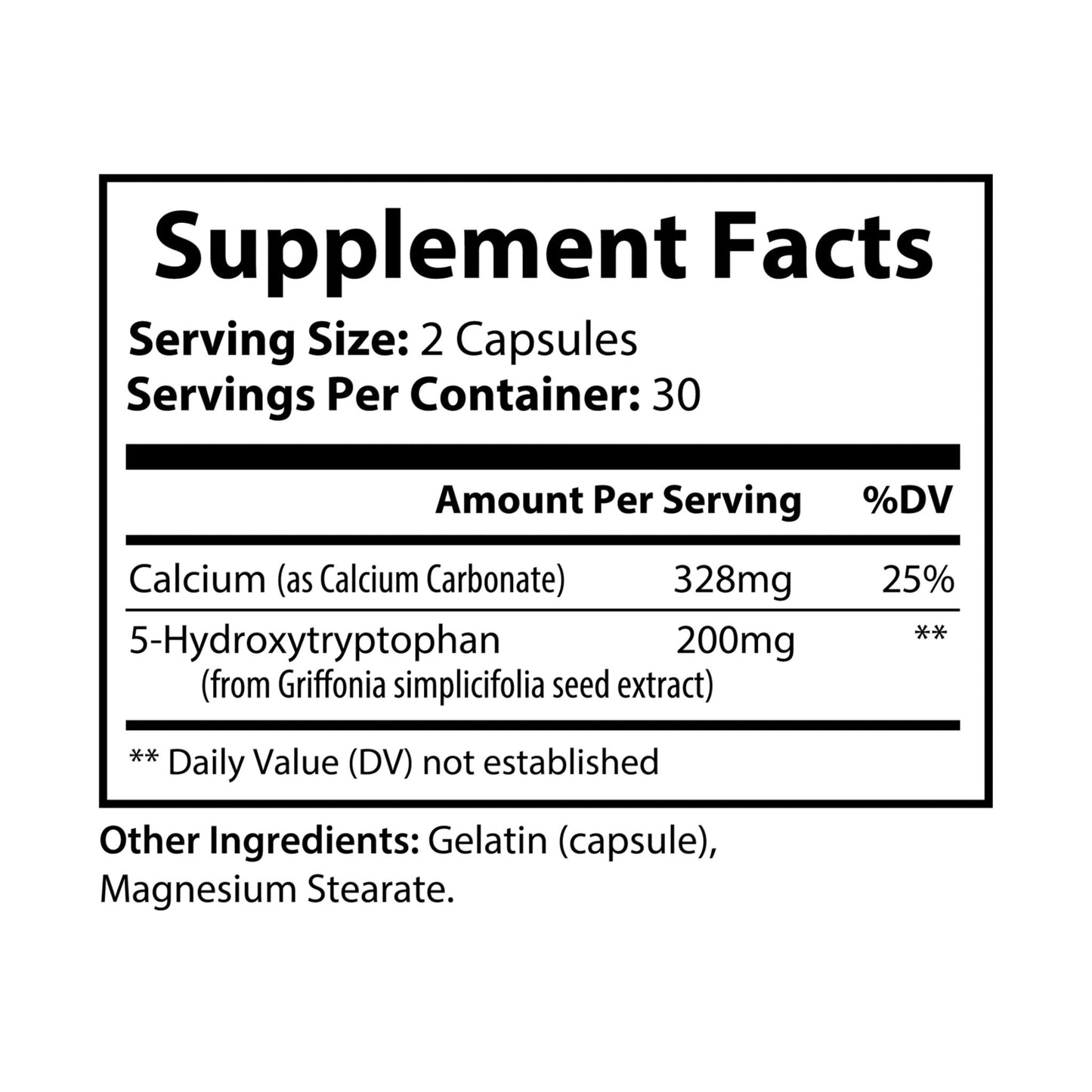 5-HTP Supplement – 100mg Griffonia Seed Extract – 60 Veggie Capsules