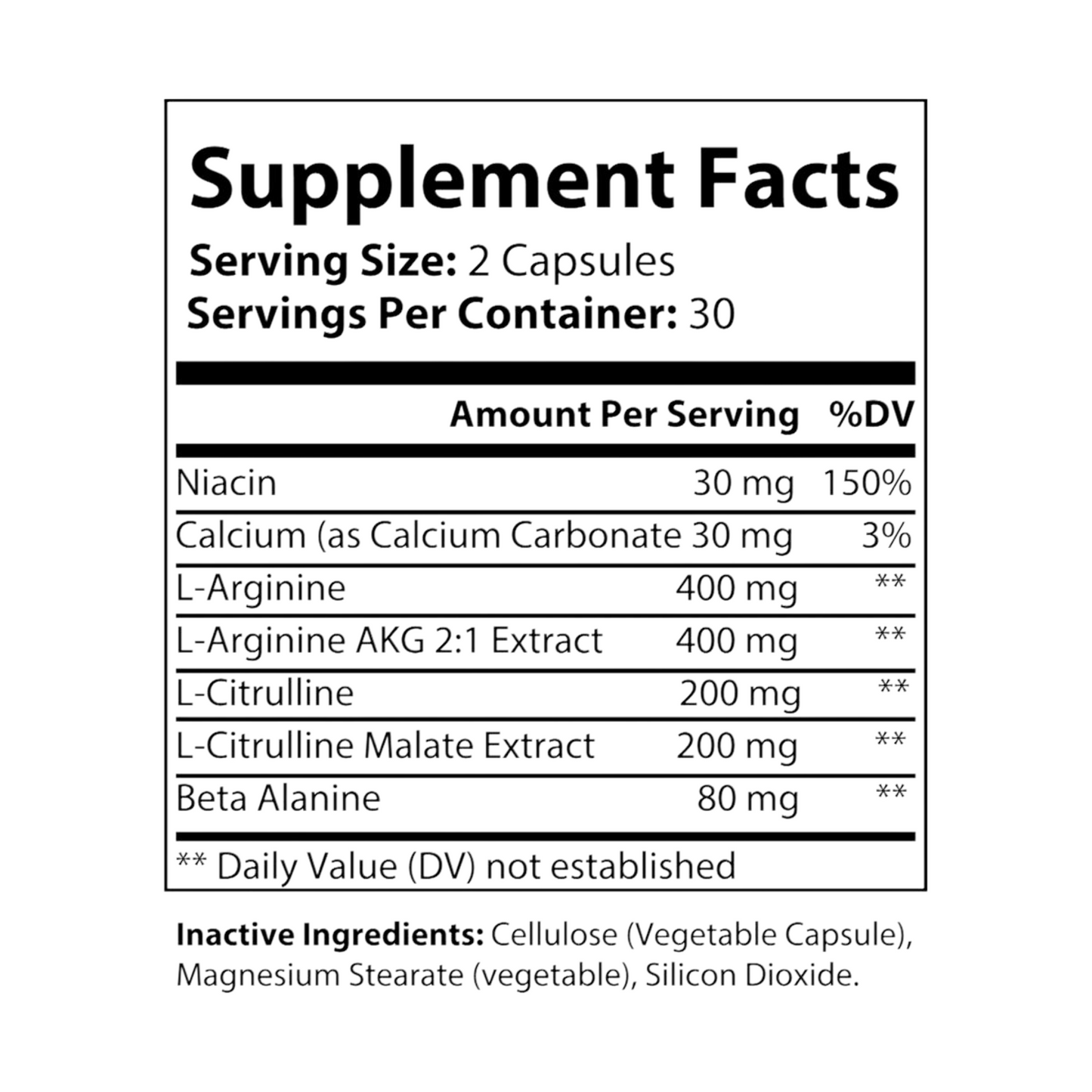 L-Arginine – Nitric Oxide Support – 60 Veggie Capsules