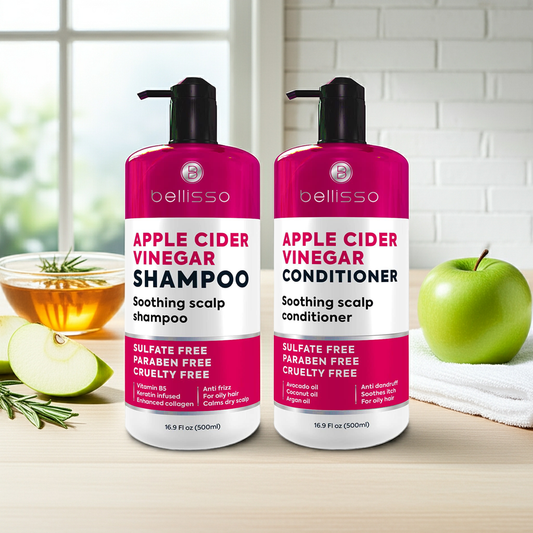 Bellisso Apple Cider Vinegar Shampoo & Conditioner – Sulfate-Free, Strengthening Hair