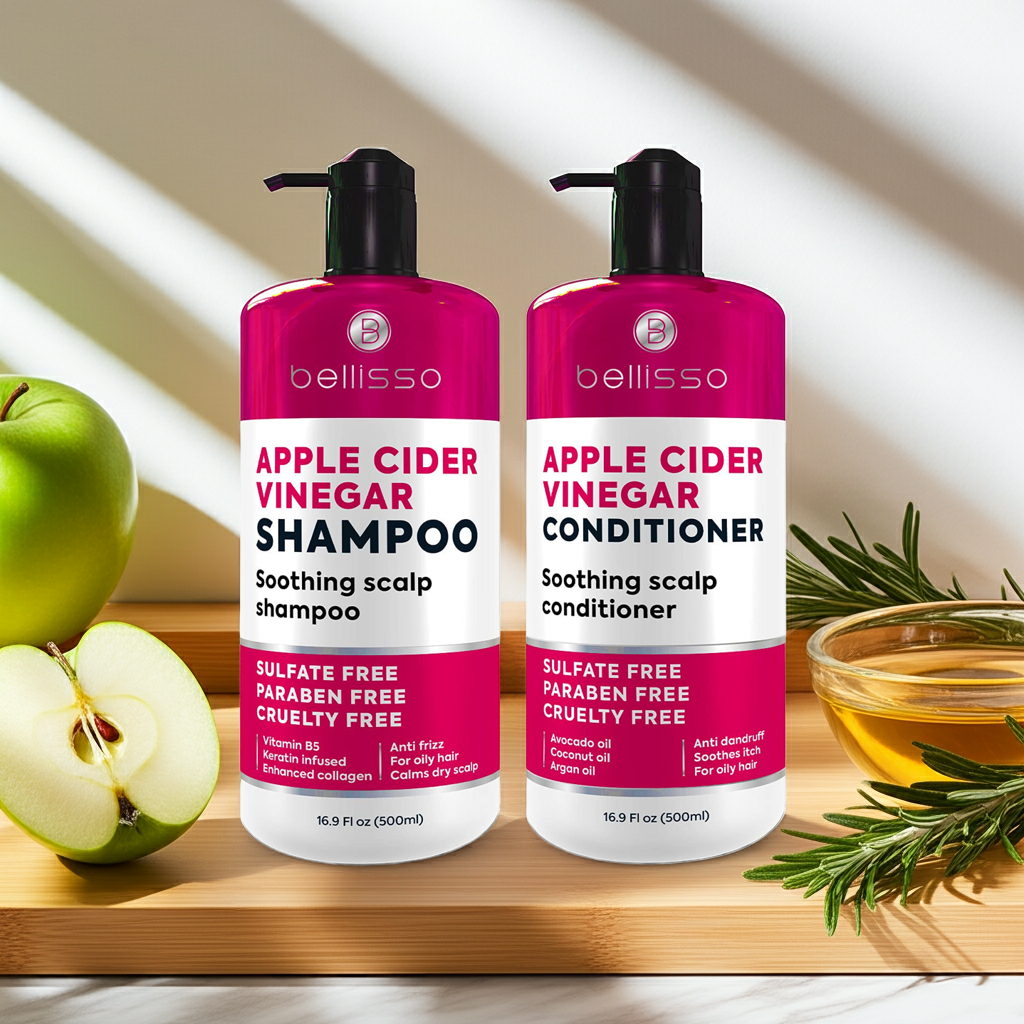 Bellisso Apple Cider Vinegar Shampoo & Conditioner – Sulfate-Free, Strengthening Hair