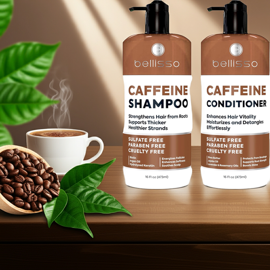 Bellisso Caffeine Shampoo & Conditioner – Volumizing, Sulfate-Free Hair Care for Fine & Thinning Hair with Biotin & Keratin