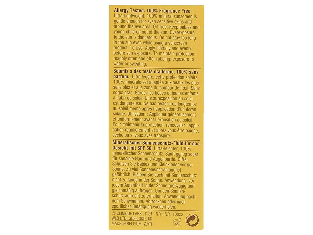 Broad Spectrum SPF 50 Mineral Sunscreen Fluid for Face by  for Women - 1 Oz Sunscreen