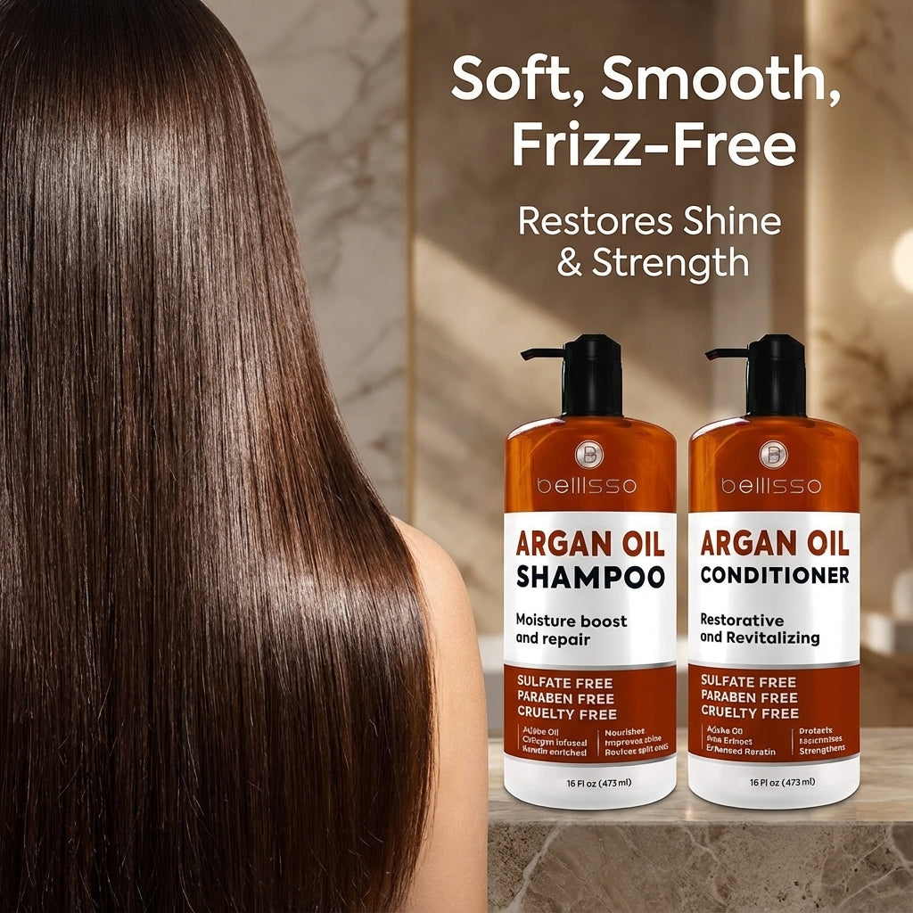 Bellisso Moroccan Argan Oil Shampoo & Conditioner – Sulfate-Free Hair