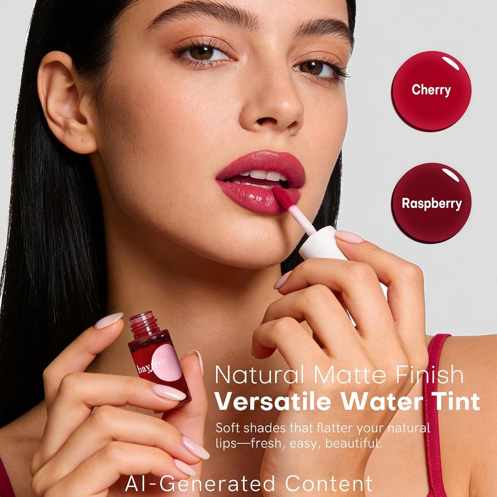 Bayfree Lip Tint Stain Set, 2 PCS Korean Water Tint Lightweight Non-Sticky, Waterproof Long Lasting Liquid Blush & Lip Stain, Transfer-Proof, Matte Finish Lip Color Makeup (Made into Jam)