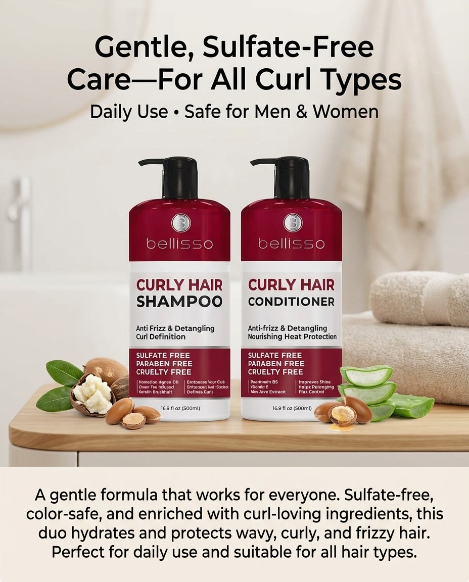 Curly Hair Shampoo & Conditioner – Sulfate-Free, Moisturizing Care
