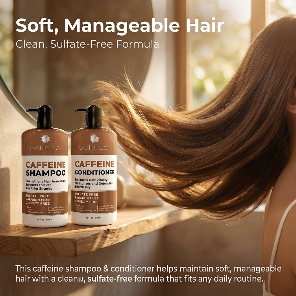Bellisso Caffeine Shampoo & Conditioner – Volumizing, Sulfate-Free Hair