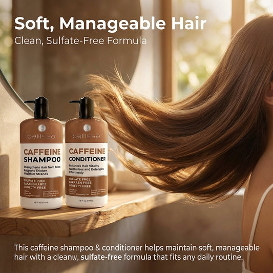 Bellisso Caffeine Shampoo & Conditioner – Volumizing, Sulfate-Free Hair