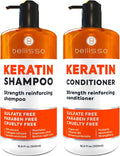 Keratin Shampoo and Conditioner Set - Sulfate and Paraben Free - Professional Thickening Treatment for All Hair Types, Including Dry, Damaged, Curly, Frizzy, Straight, and Color-Treated Hair - Anti-Frizz Formula for Men and Women