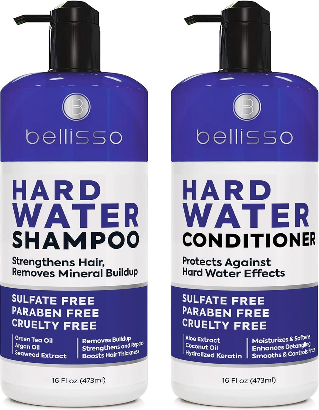 Hard Water Shampoo and Conditioner Set - Sulfate-Free Hair Care for All - Moisturizing Treatment with Chelating Properties for Effective Mineral Build-Up Removal