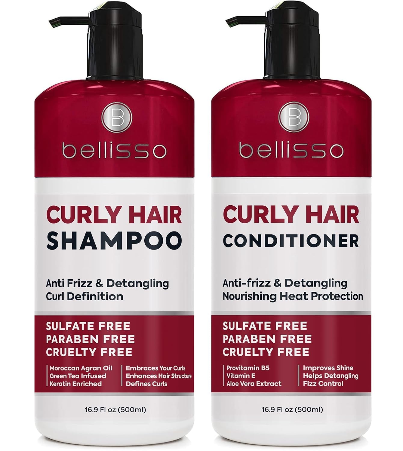 Curly Hair Shampoo and Conditioner Set - Moisturizing Sulfate-Free Formula for Defining Wavy, Curly, and Frizzy Hair - Safe for Color-Treated Locks for Both Women and Men