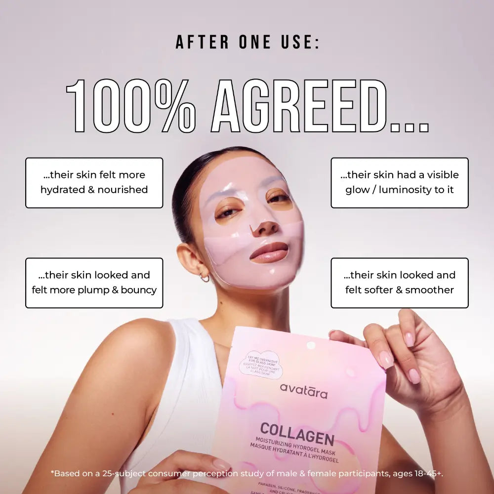 Transform Your Skin with Avatara Collagen Moisturizing Hydrogel Mask - 15 Pack | Experience the Magic of K-Beauty for Radiant, Hydrated Skin | Vegan, PETA-Approved, and Dermatologist-Tested