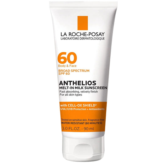 Anthelios Melt-In Milk Sunscreen SPF 60, Sunscreen for Body & Face, Broad Spectrum SPF + Antioxidants, Oil Free, Lightweight & Fast Absorbing, Oxybenzone Free