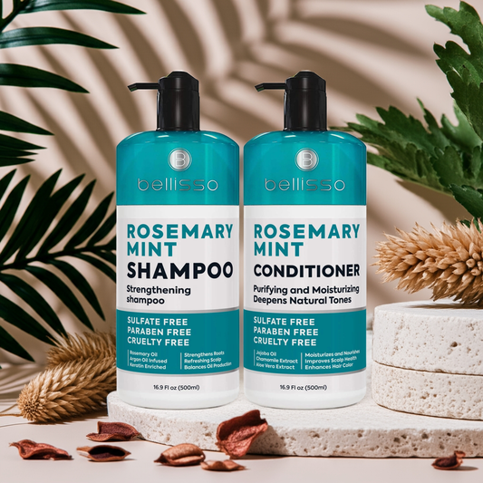 Bellisso Rosemary & Mint Volumizing Shampoo & Conditioner – Sulfate-Free Hair Thickening & Scalp Health