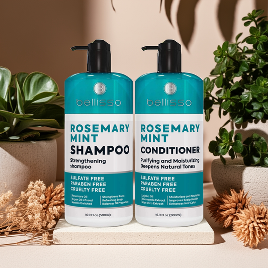 Bellisso Rosemary & Mint Volumizing Shampoo & Conditioner – Sulfate-Free Hair Thickening & Scalp Health