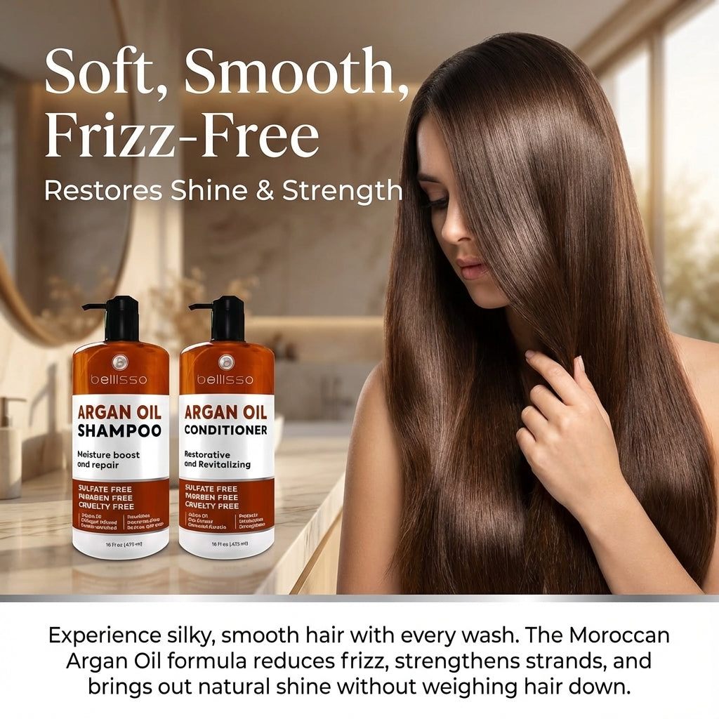 Bellisso Moroccan Argan Oil Shampoo & Conditioner – Sulfate-Free Hair