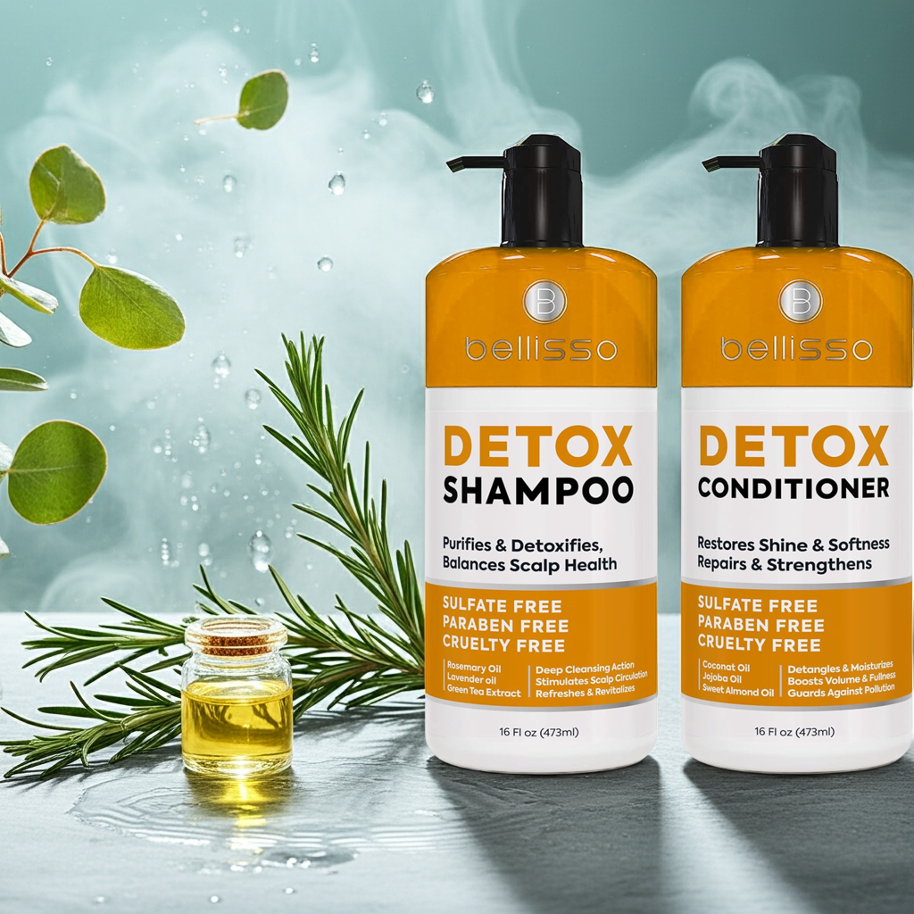 Bellisso Detox Shampoo & Conditioner – Sulfate-Free Clarifying Hair Care for Oily & Color-Treated Hair