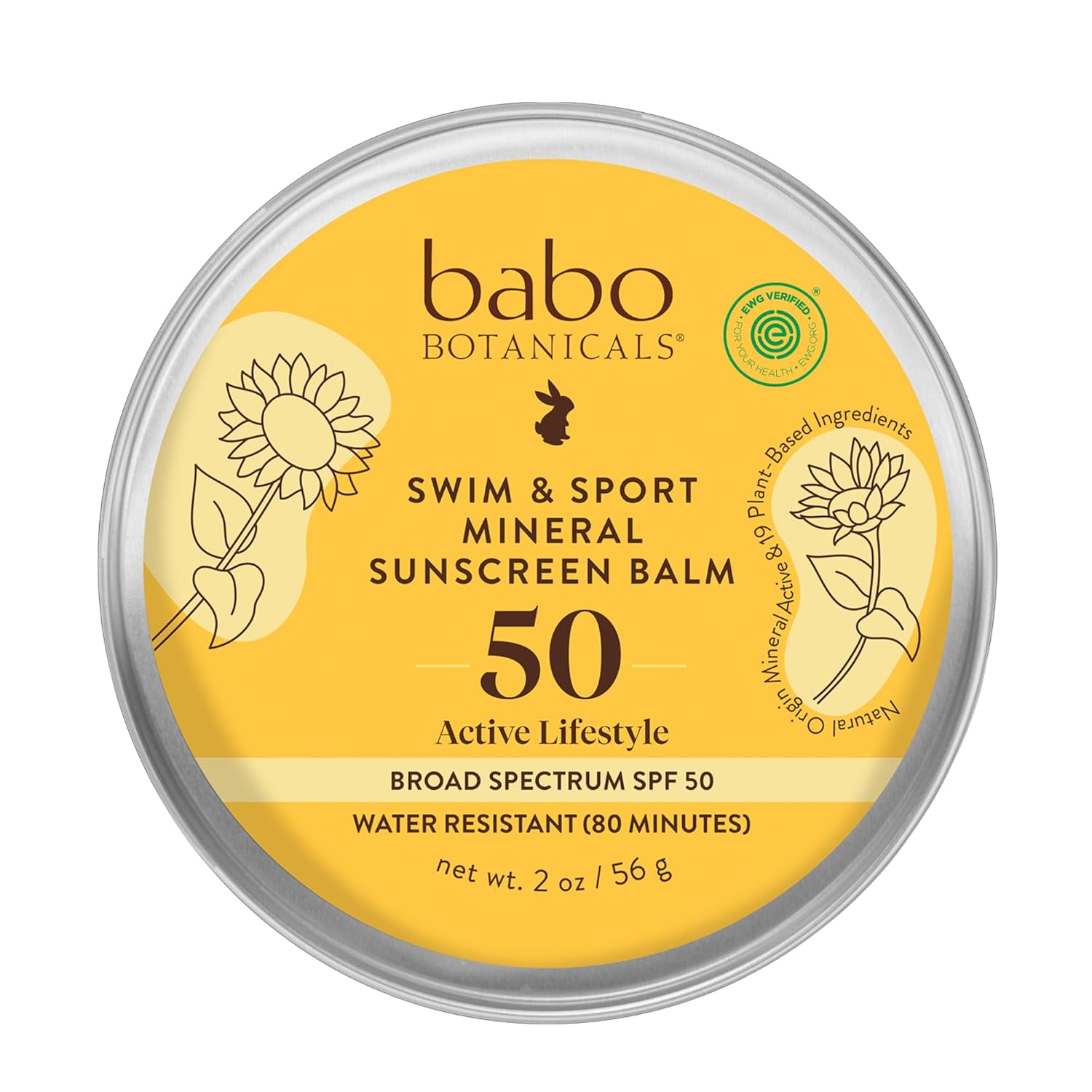 Swim & Sport Mineral Sunscreen Balm SPF50 - Natural Zinc Oxide - for Face & Body - for All Ages - Dermatologist Tested - Cruelty-Free - Fragrance-Free - EWG Verified - Water Resistant