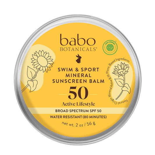Swim & Sport Mineral Sunscreen Balm SPF50 - Natural Zinc Oxide - for Face & Body - for All Ages - Dermatologist Tested - Cruelty-Free - Fragrance-Free - EWG Verified - Water Resistant