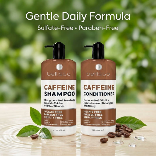 Bellisso Caffeine Shampoo & Conditioner – Volumizing, Sulfate-Free Hair