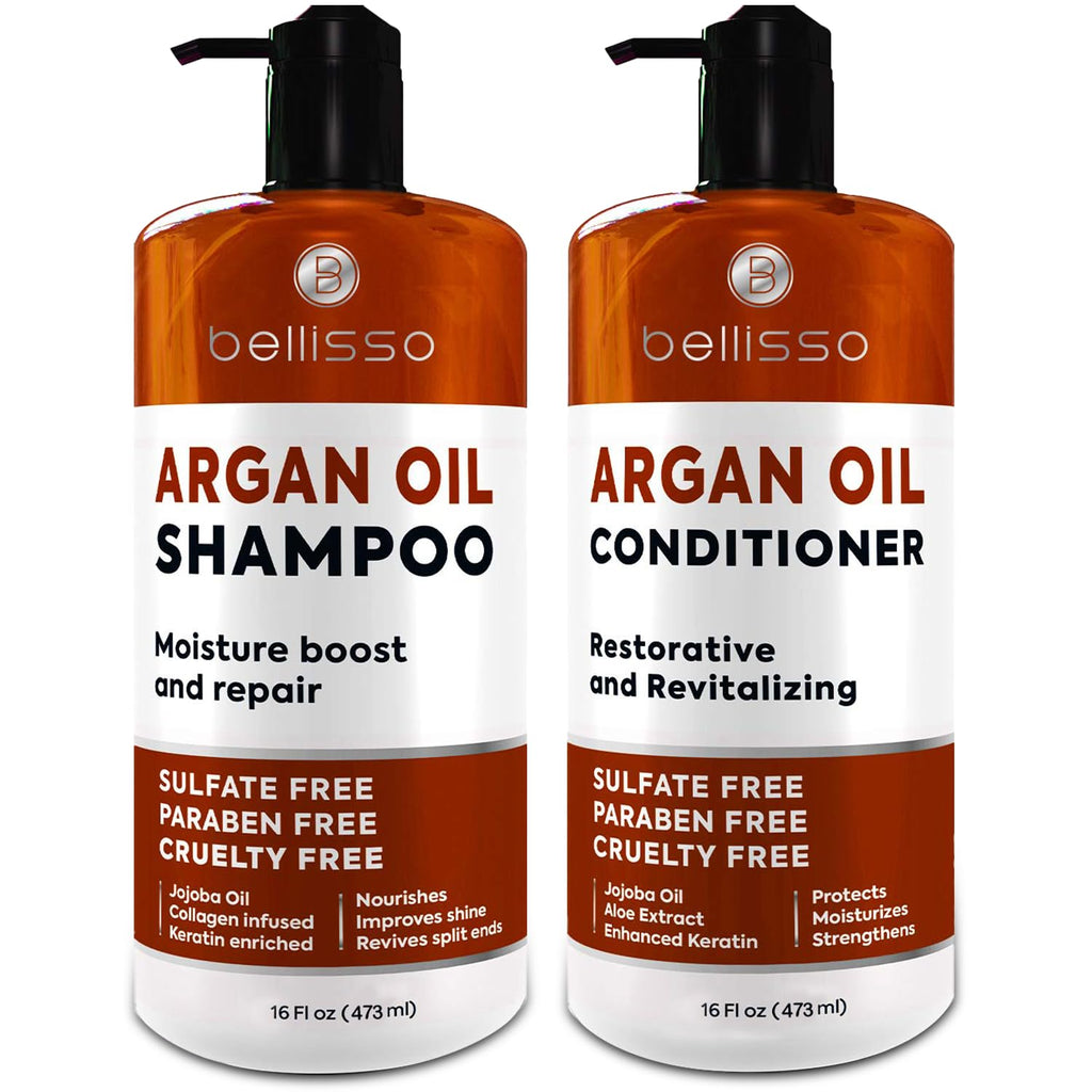 Moroccan Argan Oil Shampoo and Conditioner Set - Sulfate-Free, Paraben-Free Formula - Professional Hydrating Solution for Dry, Wavy, and Curly Hair for Both Women and Men