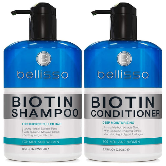 Biotin Shampoo and Conditioner Set - Sulfate and Paraben Free Treatment for Men and Women - Hair Thickening Volumizing Products to Help Boost Thinning Hair with Added Keratin