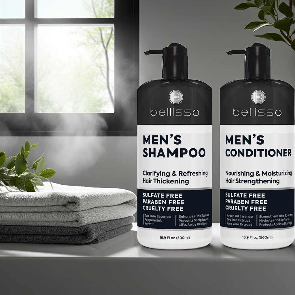 Bellisso Men’s Biotin Shampoo & Conditioner – Sulfate-Free, Refreshing & Strengthening Hair Care