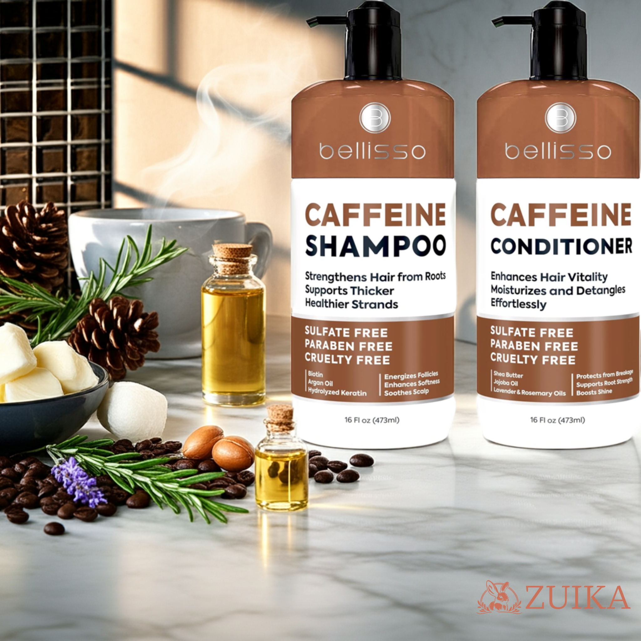 Bellisso Caffeine Shampoo & Conditioner – Volumizing, Sulfate-Free Hair