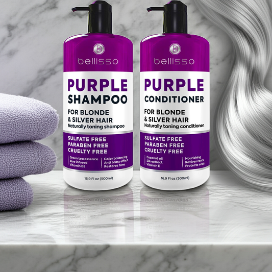 Bellisso Purple Shampoo & Conditioner – Sulfate & Paraben-Free Toner for Blonde, Silver & Grey Hair