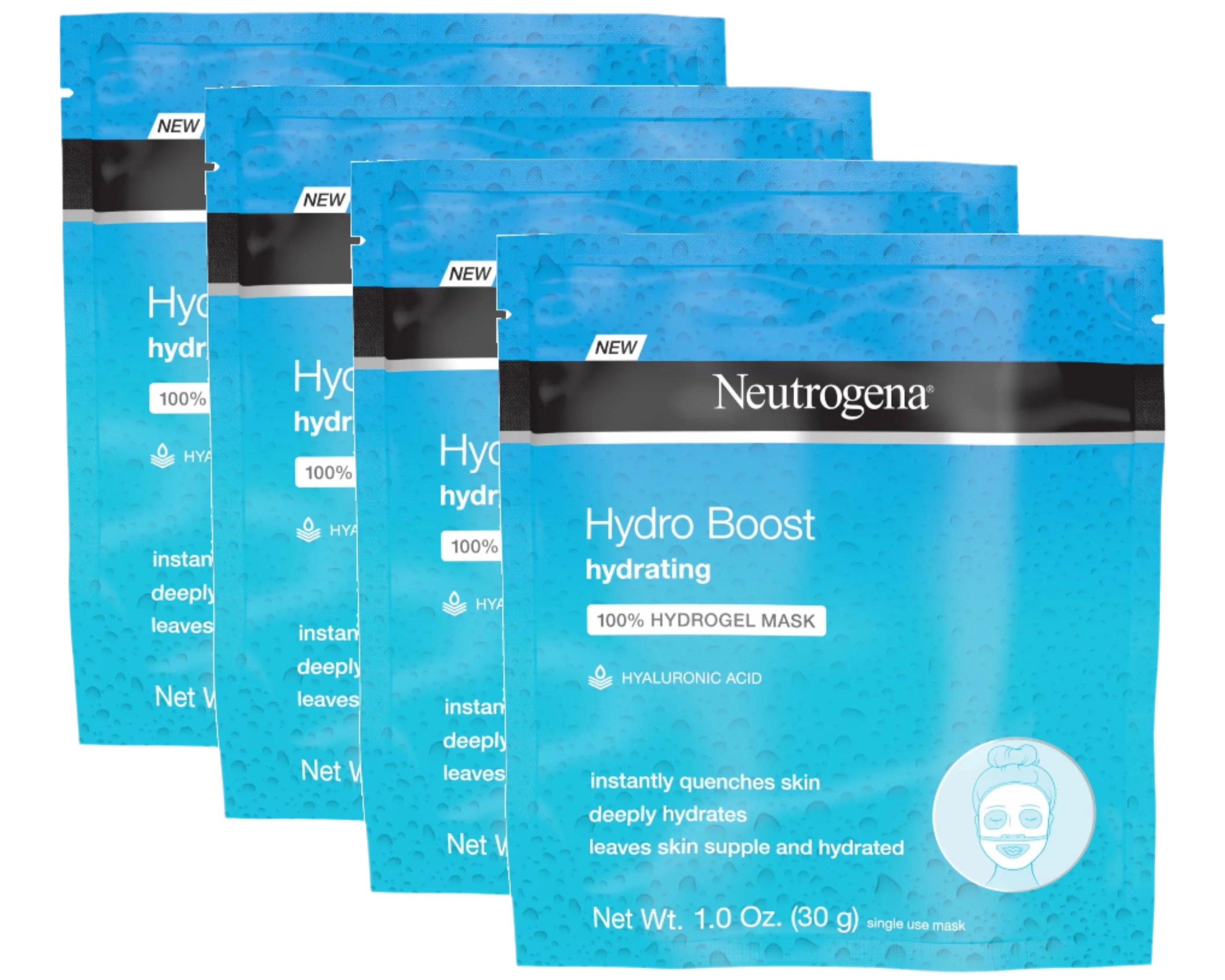 (4 Pack)  Moisturizing Hydro Boost Hydrating Face Mask, 1 Oz