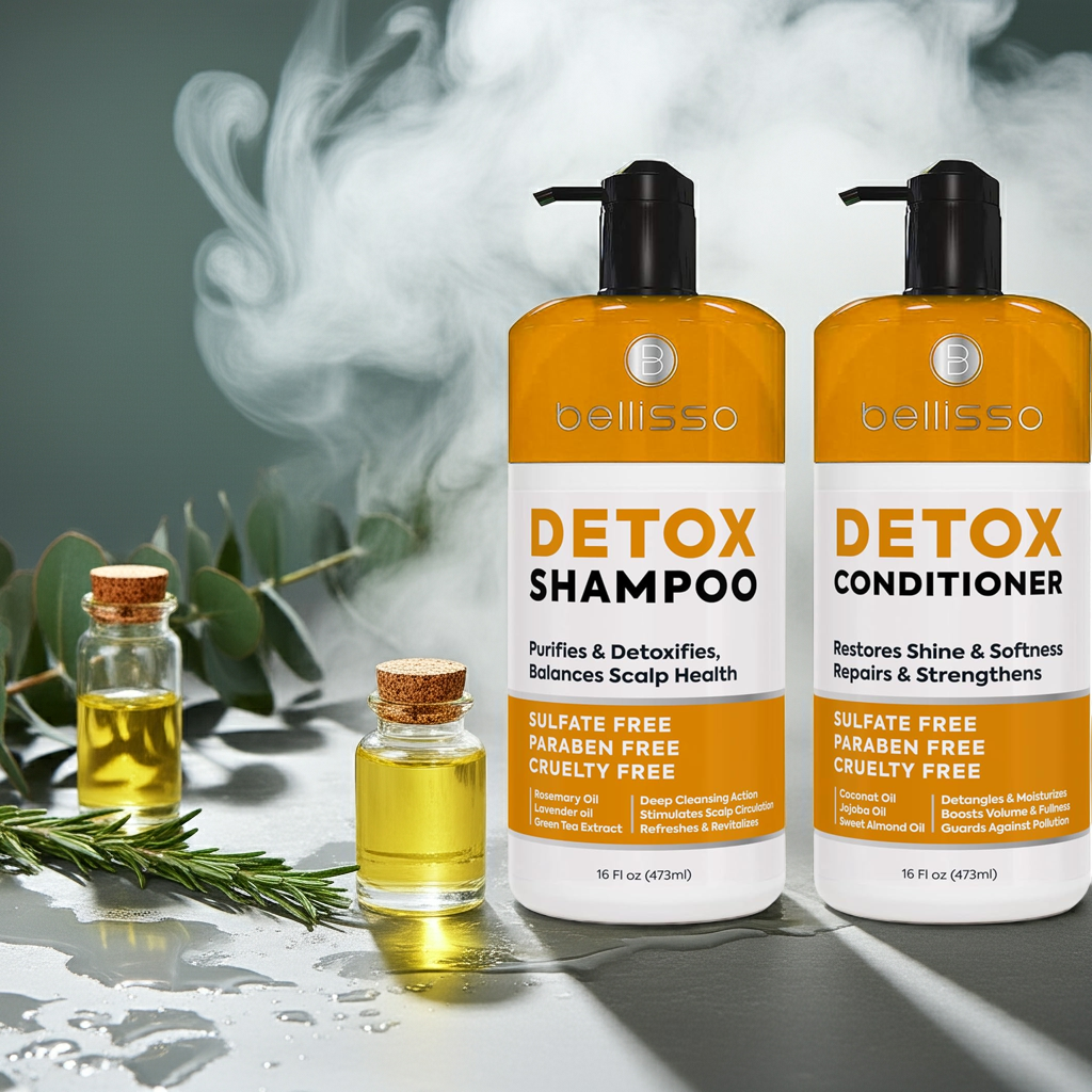 Bellisso Detox Shampoo & Conditioner – Sulfate-Free Clarifying Hair Care for Oily & Color-Treated Hair