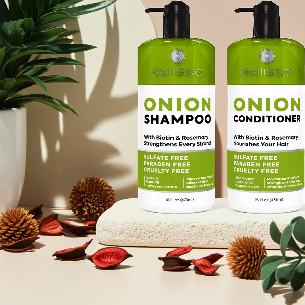 Bellisso Onion & Biotin Shampoo & Conditioner – Sulfate-Free Volumizing Hair