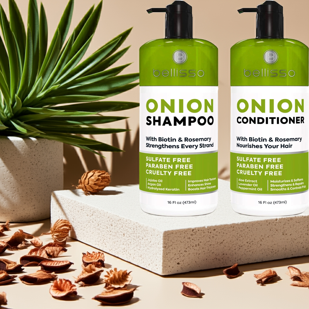 Bellisso Onion & Biotin Shampoo & Conditioner – Sulfate-Free Volumizing Hair