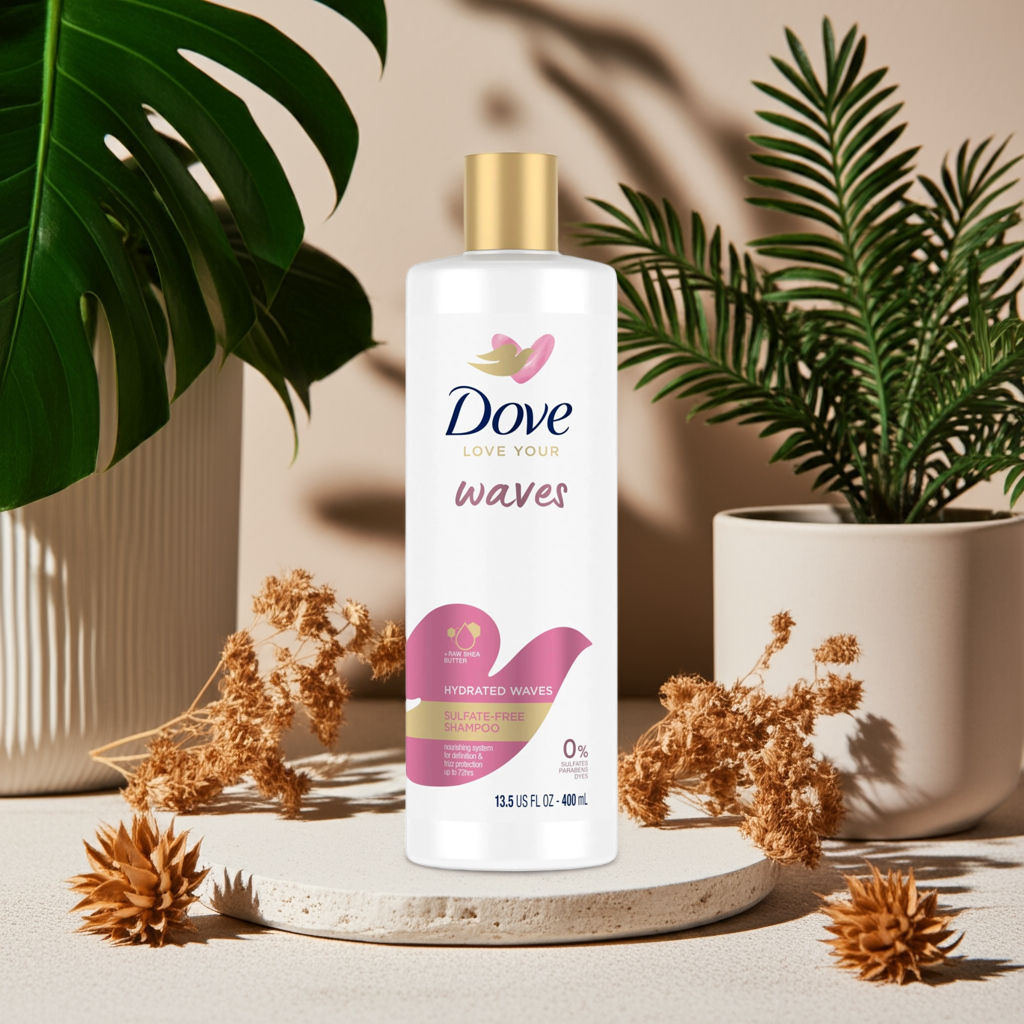 Dove Hydrated Waves Shampoo – Sulfate-Free, Moisturizing & Frizz Control