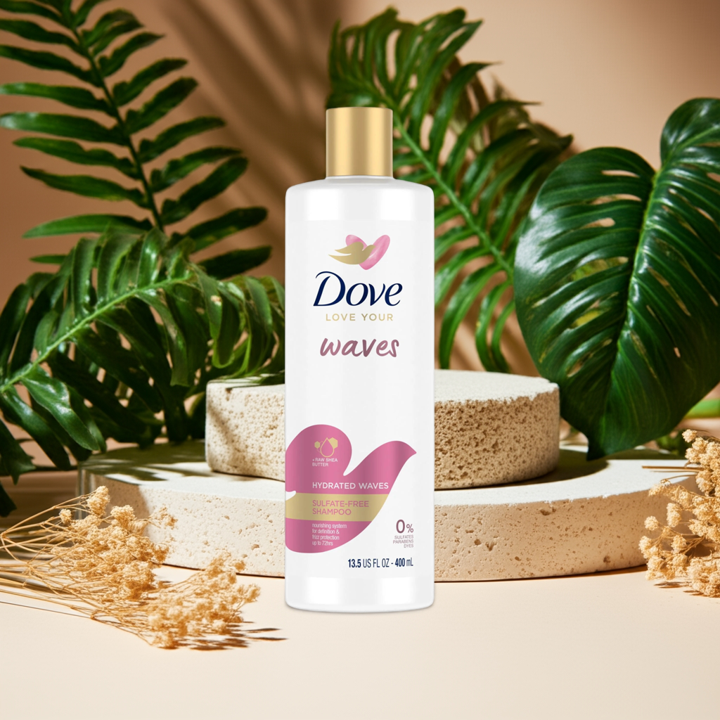 Dove Hydrated Waves Shampoo – Sulfate-Free, Moisturizing & Frizz Control