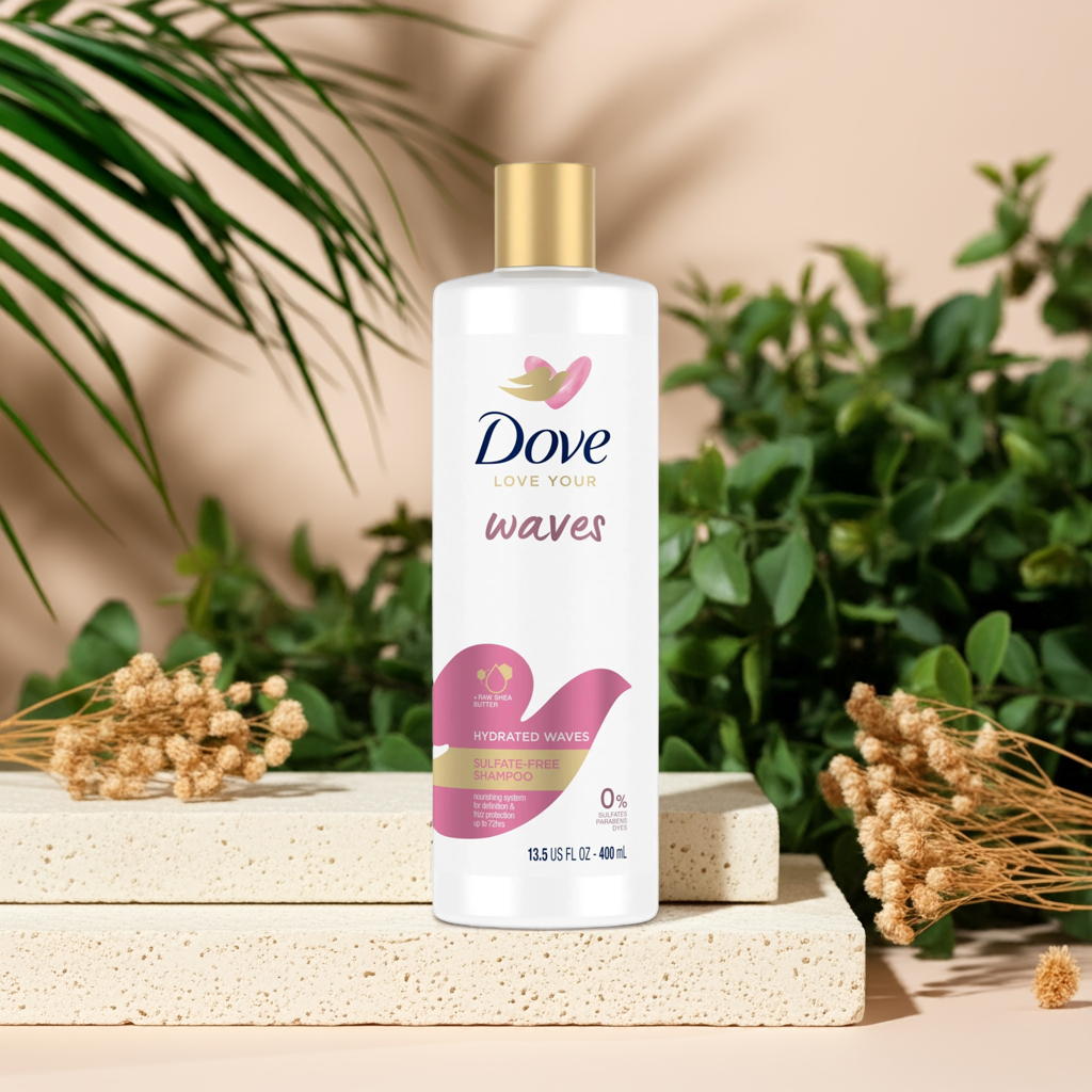 Dove Hydrated Waves Shampoo – Sulfate-Free, Moisturizing & Frizz Control