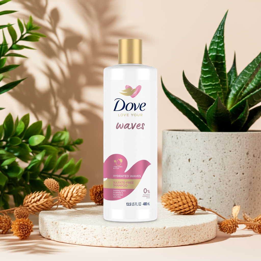 Dove Hydrated Waves Shampoo – Sulfate-Free, Moisturizing & Frizz Control