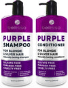 Professional Purple Shampoo and Conditioner Set for Platinum Blonde, Silver, Light, Bleached, and Grey Hair - Sulfate and Paraben Free Salon Grade Toner (2 x 16.9 Fl Oz) for All Genders