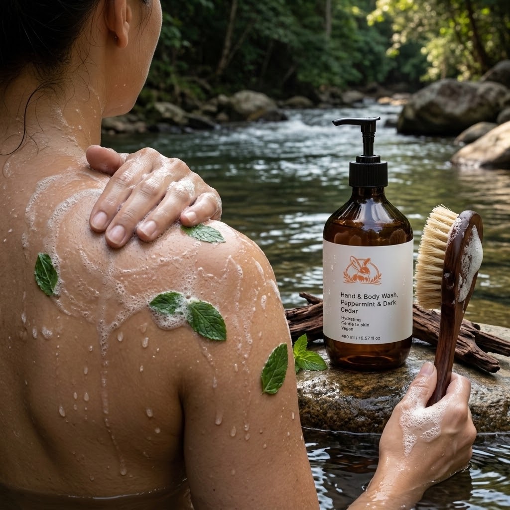 Hand & Body Wash, Peppermint & Dark Cedar