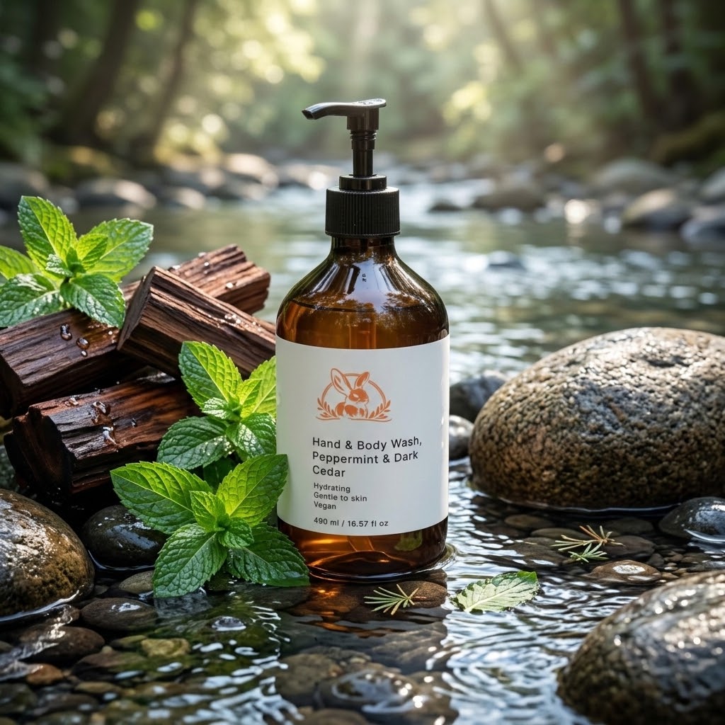 Hand & Body Wash, Peppermint & Dark Cedar