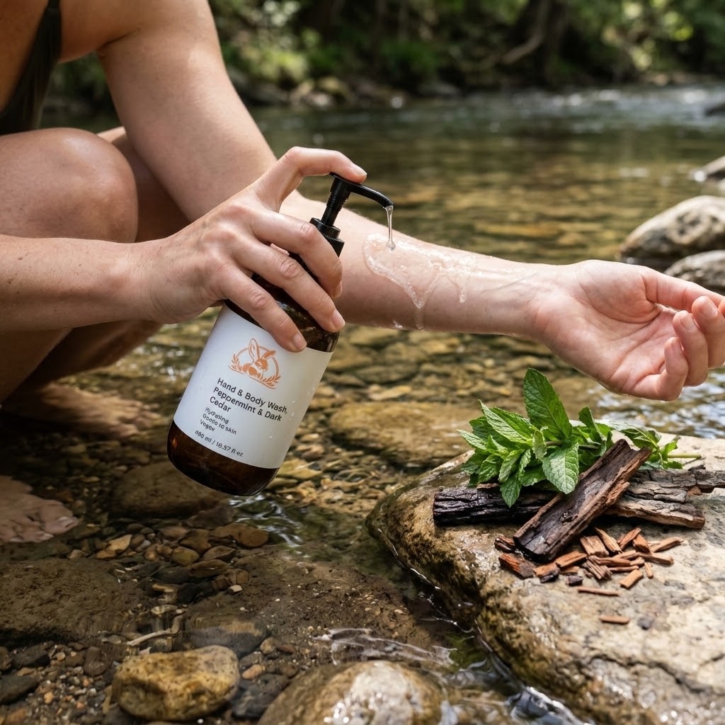 Hand & Body Wash, Peppermint & Dark Cedar