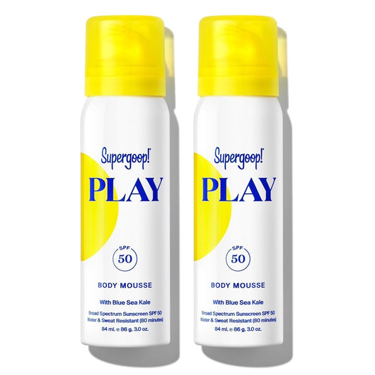 PLAY Body Mousse SPF 50 with Blue Sea Kale - 3 Oz, Pack of 2 - Broad Spectrum Whipped Sunscreen for Sensitive Skin - Fun to Apply - Great for Active Days